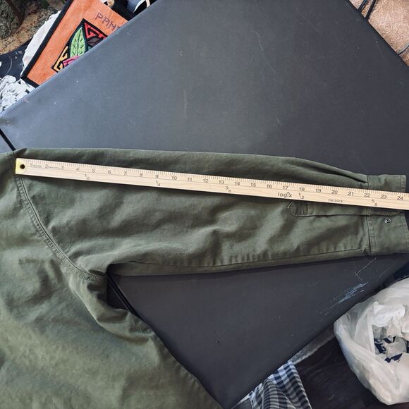 Carhartt Jacket Men's Large Green Canvas Flannel Lined Shirt Shacket Chore coat - Picture 13 of 16